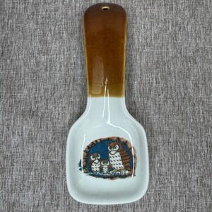 Vintage Otagiri Japan Hand Crafted Ceramic Owl MCM Spoon Rest Vintage 9"